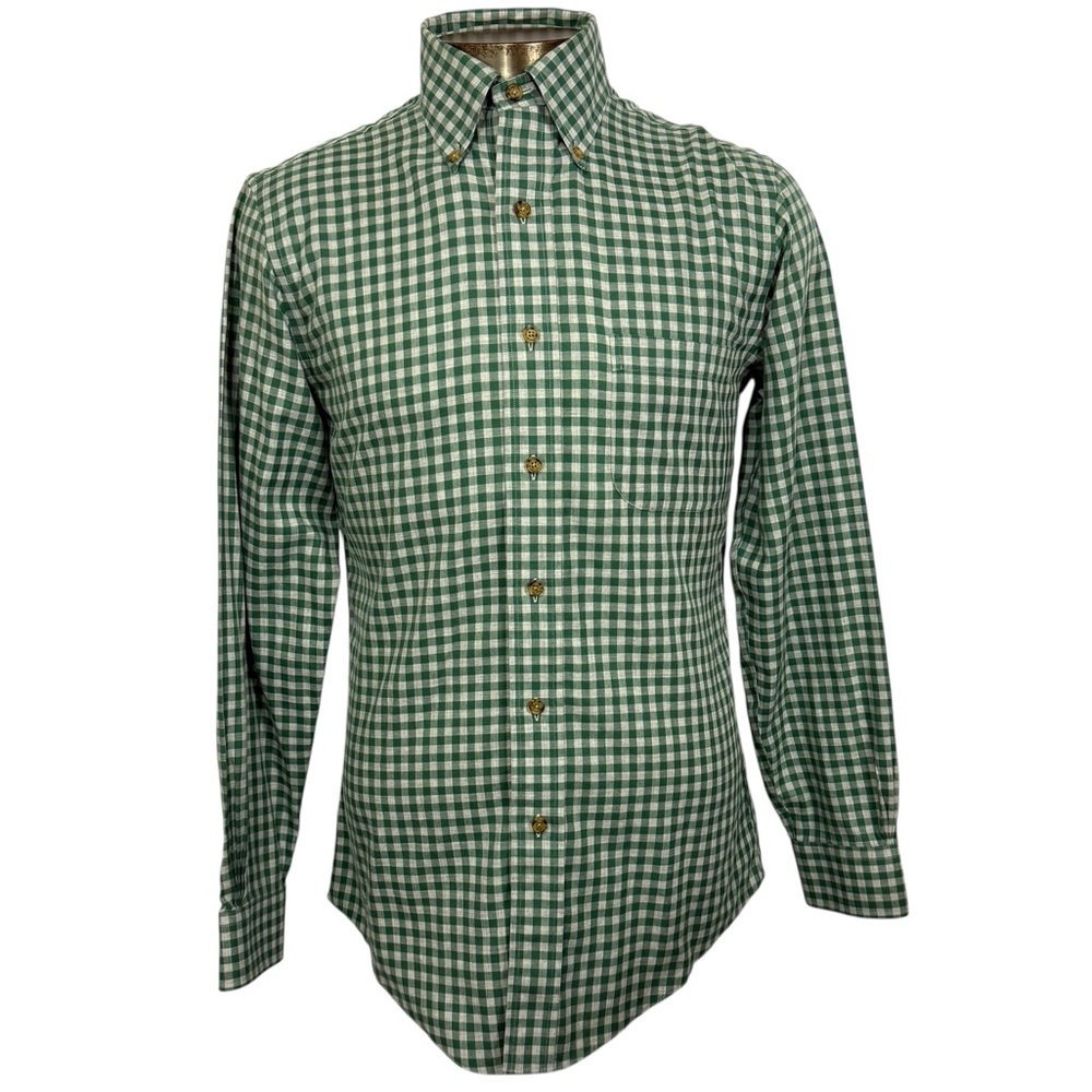 Brooks Brothers S Green Gray Checkered Shirt Non Iron Supima Cotton Button Down - Picture 2 of 10